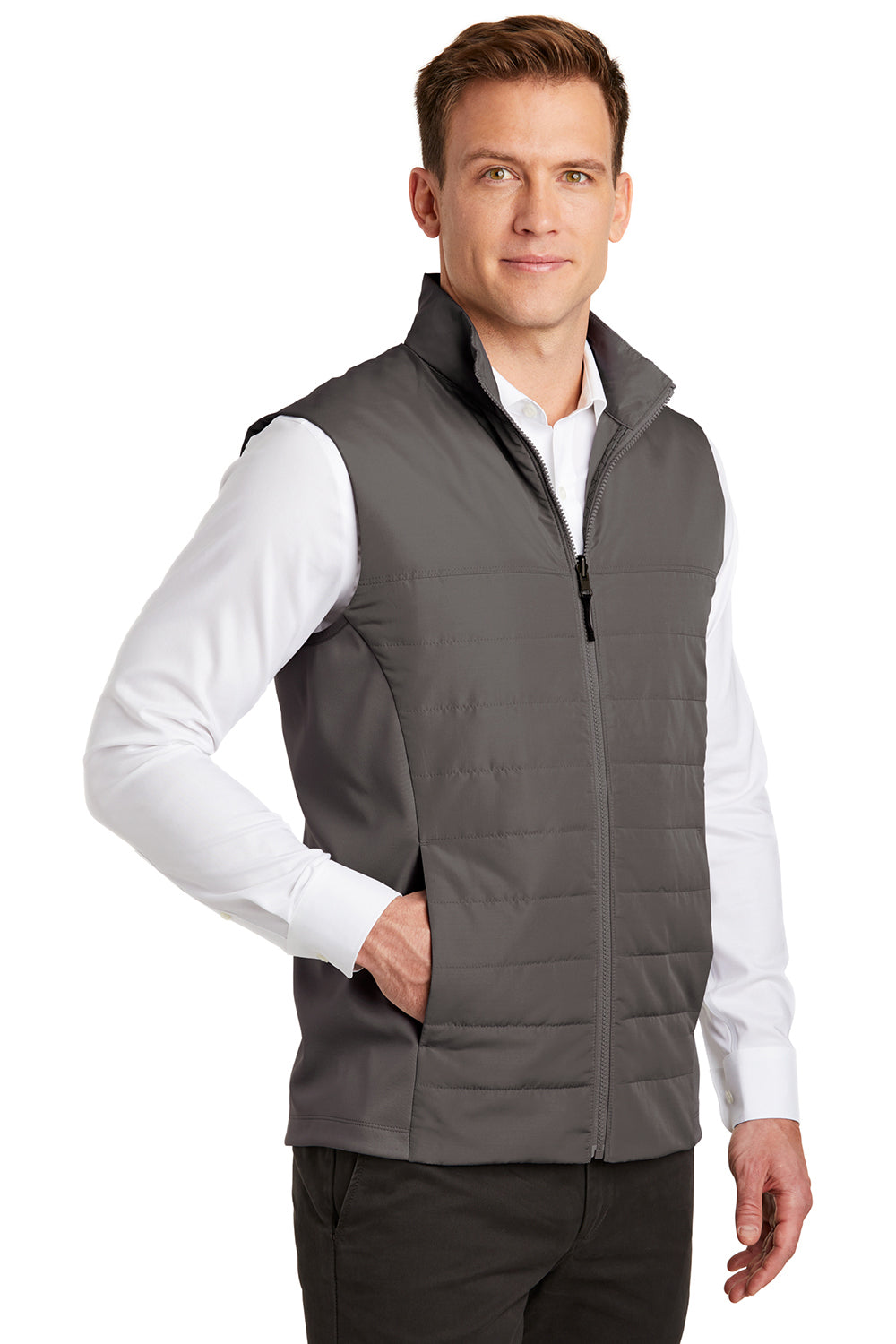 Port Authority J903 Mens Collective Wind & Water Resistant Full Zip Vest Graphite Grey Model 3q