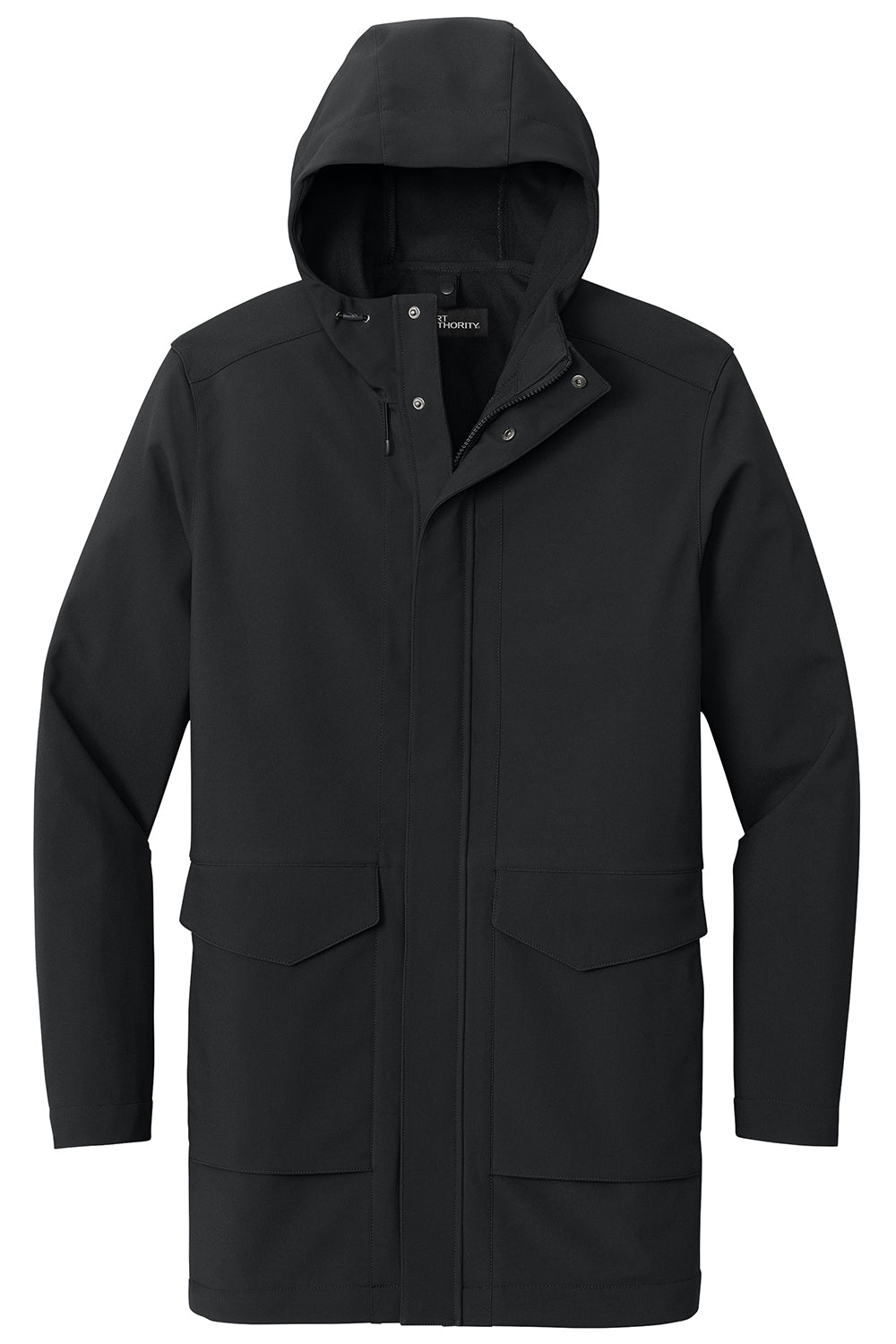 Port Authority J919 Mens Collective Water Resistant Full Zip Hooded Parka Deep Black Flat Front