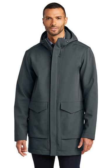 Port Authority J919 Mens Collective Water Resistant Full Zip Hooded Parka Graphite Grey Model Front