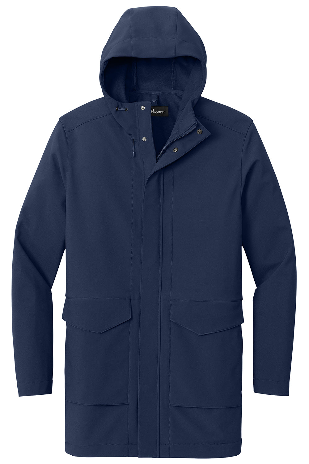 Port Authority J919 Mens Collective Water Resistant Full Zip Hooded Parka River Navy Blue Flat Front