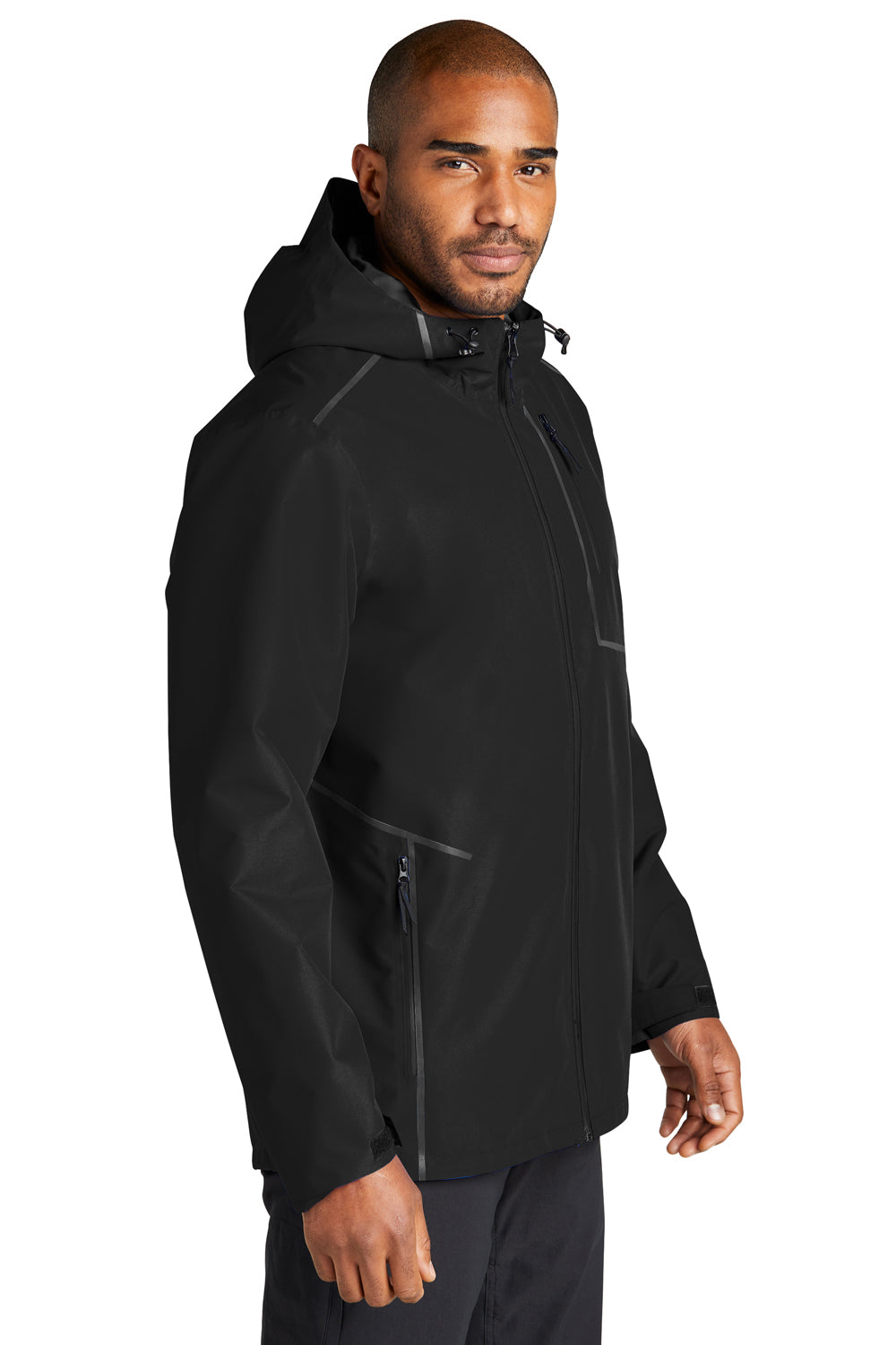 Port Authority J920 Mens Collective Tech Full Zip Outer Shell Hooded Jacket Deep Black Model 3q