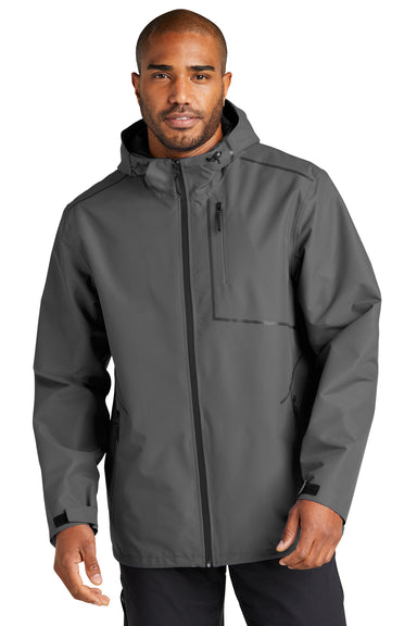 Port Authority J920 Mens Collective Tech Full Zip Outer Shell Hooded Jacket Graphite Grey Model Front