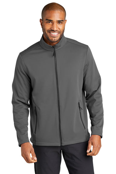 Port Authority J921 Mens Collective Tech Waterproof Full Zip Soft Shell Jacket Graphite Grey Model Front