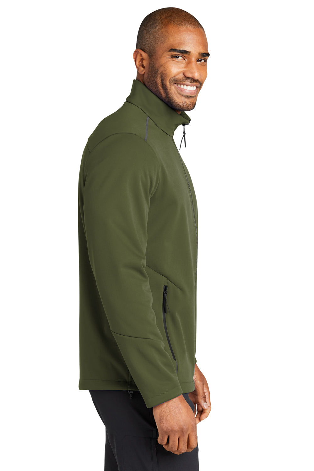 Port Authority J921 Mens Collective Tech Waterproof Full Zip Soft Shell Jacket Olive Green Model Side