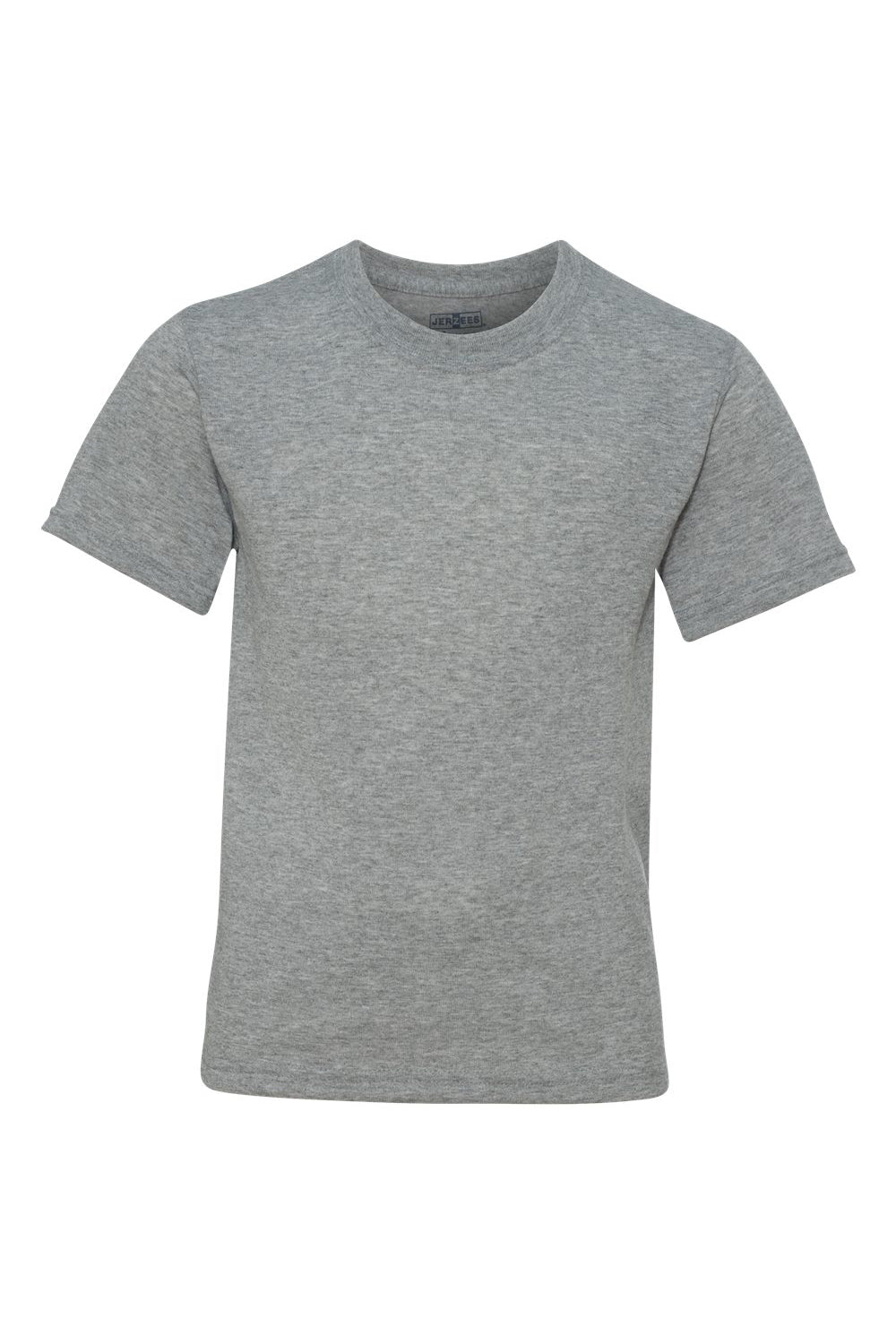 Jerzees 21B/21BR Youth Dri-Power Moisture Wicking Short Sleeve Crewneck T-Shirt Heather Grey Flat Front