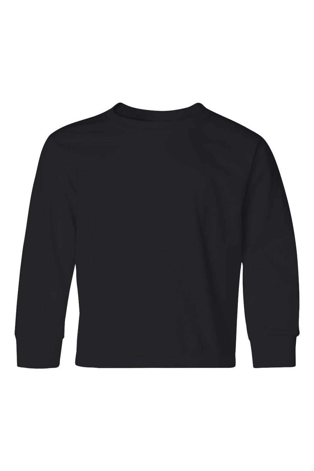 Jerzees 29BL/29BLR Youth Dri-Power Moisture Wicking Long Sleeve Crewneck T-Shirt Black Flat Front