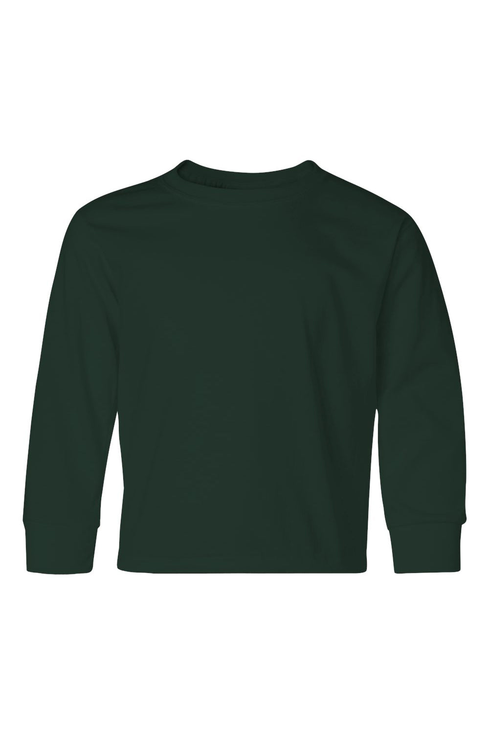 Jerzees 29BL/29BLR Youth Dri-Power Moisture Wicking Long Sleeve Crewneck T-Shirt Forest Green Flat Front