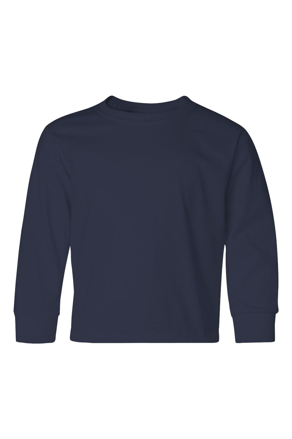 Jerzees 29BL/29BLR Youth Dri-Power Moisture Wicking Long Sleeve Crewneck T-Shirt Navy Blue Flat Front