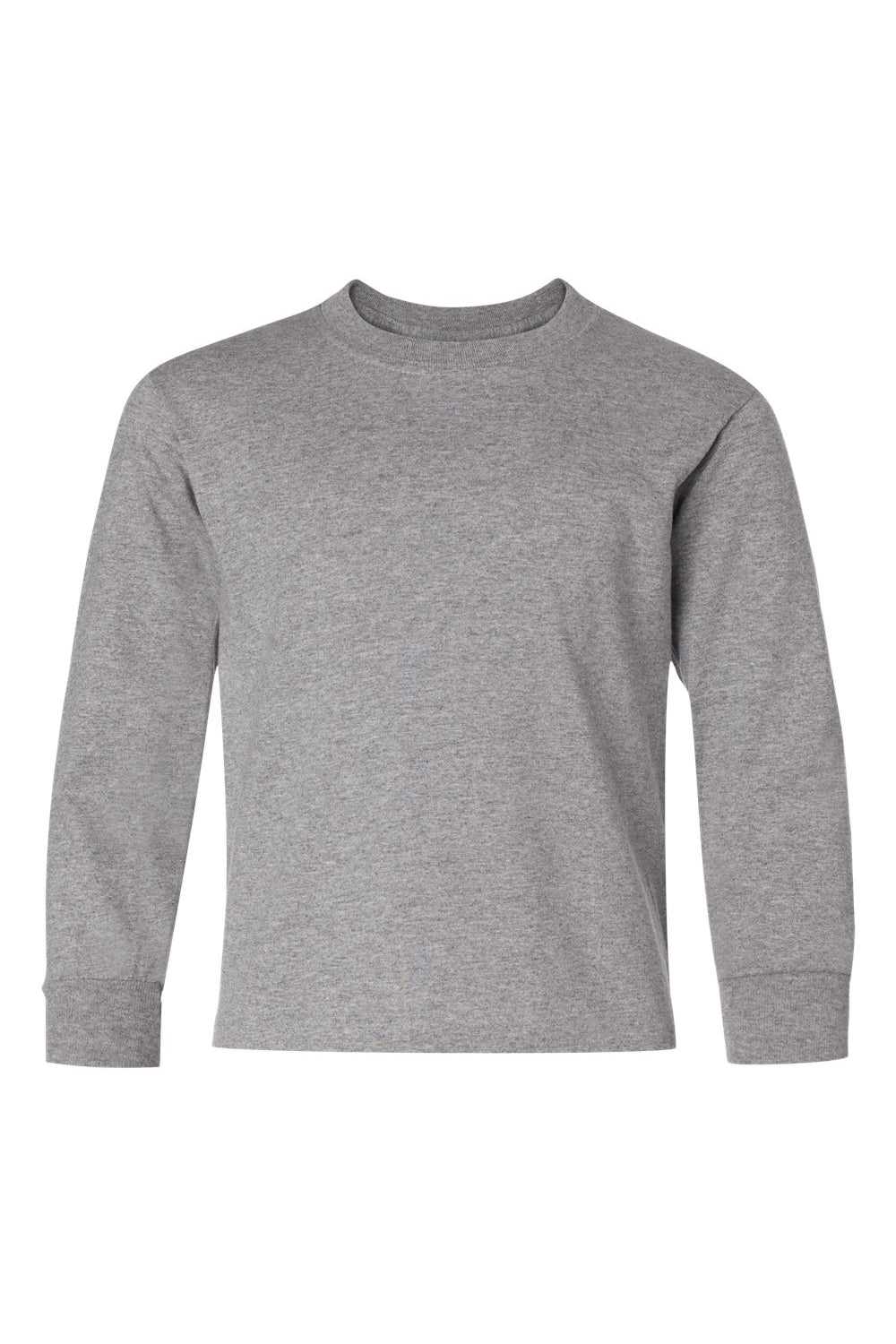 Jerzees 29BL/29BLR Youth Dri-Power Moisture Wicking Long Sleeve Crewneck T-Shirt Oxford Grey Flat Front