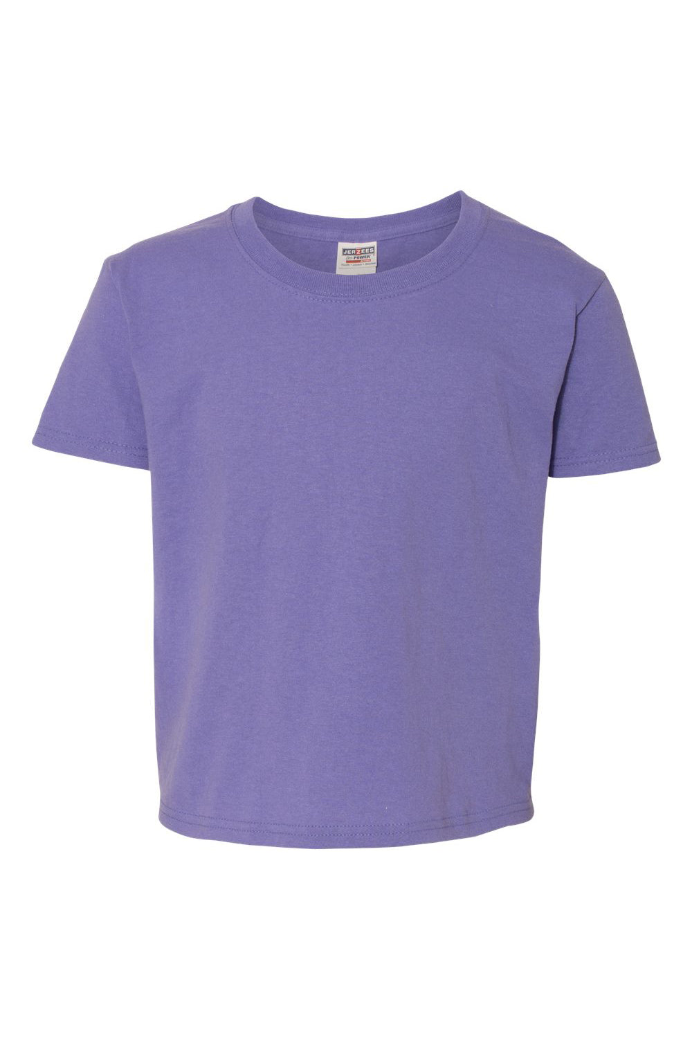 Jerzees 29B/29BR Youth Dri-Power Moisture Wicking Short Sleeve Crewneck T-Shirt Violet Flat Front