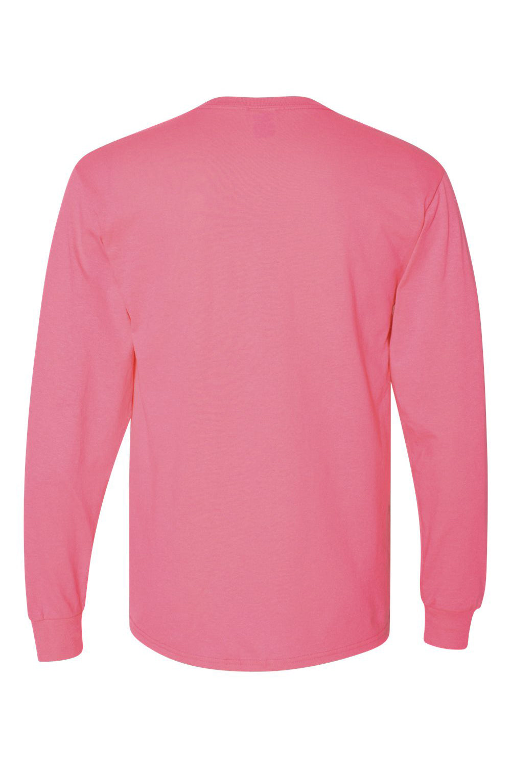 Jerzees 29LS/29L/29LSR Mens Dri-Power Moisture Wicking Long Sleeve Crewneck T-Shirt Neon Pink Flat Back