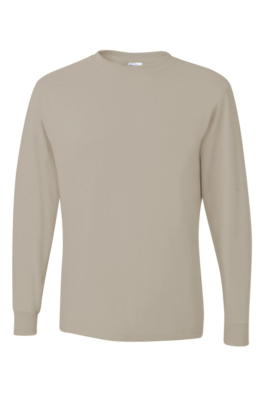 Jerzees 29LS/29L/29LSR Mens Dri-Power Moisture Wicking Long Sleeve Crewneck T-Shirt Sandstone Flat Front