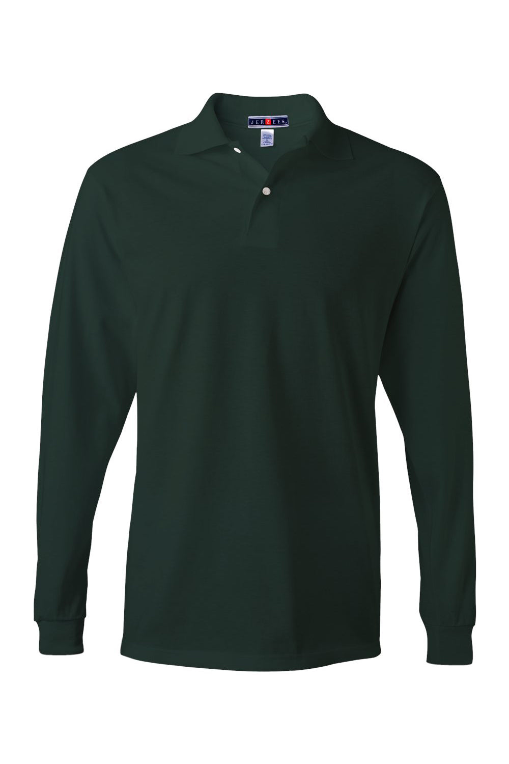 Jerzees 437ML/437MLR Mens SpotShield Stain Resistant Long Sleeve Polo Shirt Forest Green Flat Front