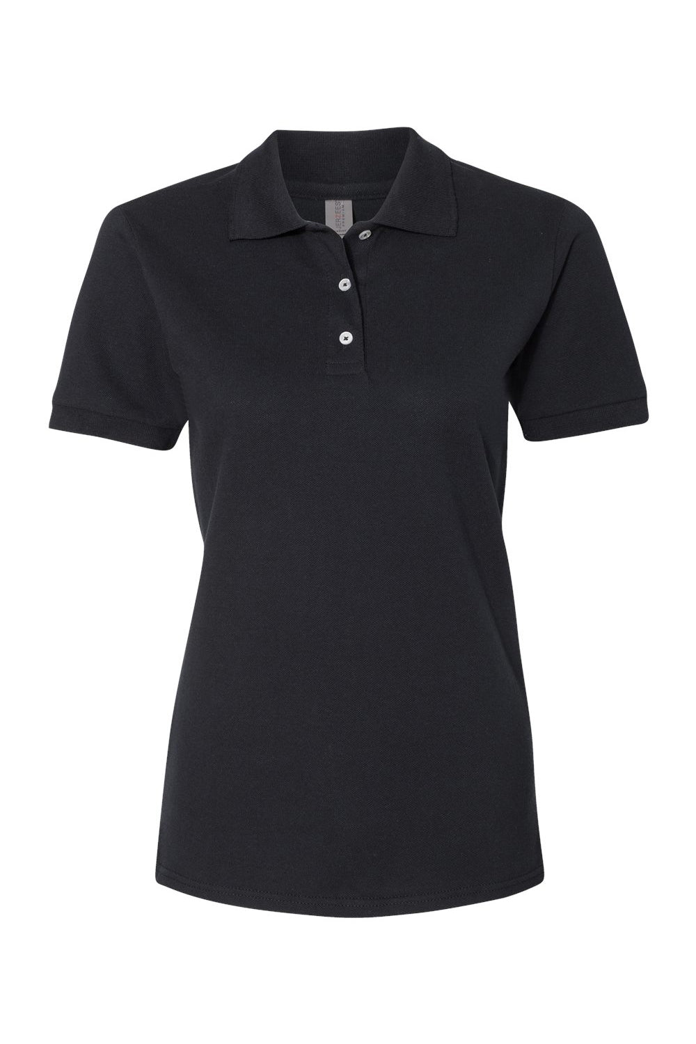 Jerzees 443WR/443W Womens Short Sleeve Polo Shirt Black Flat Front