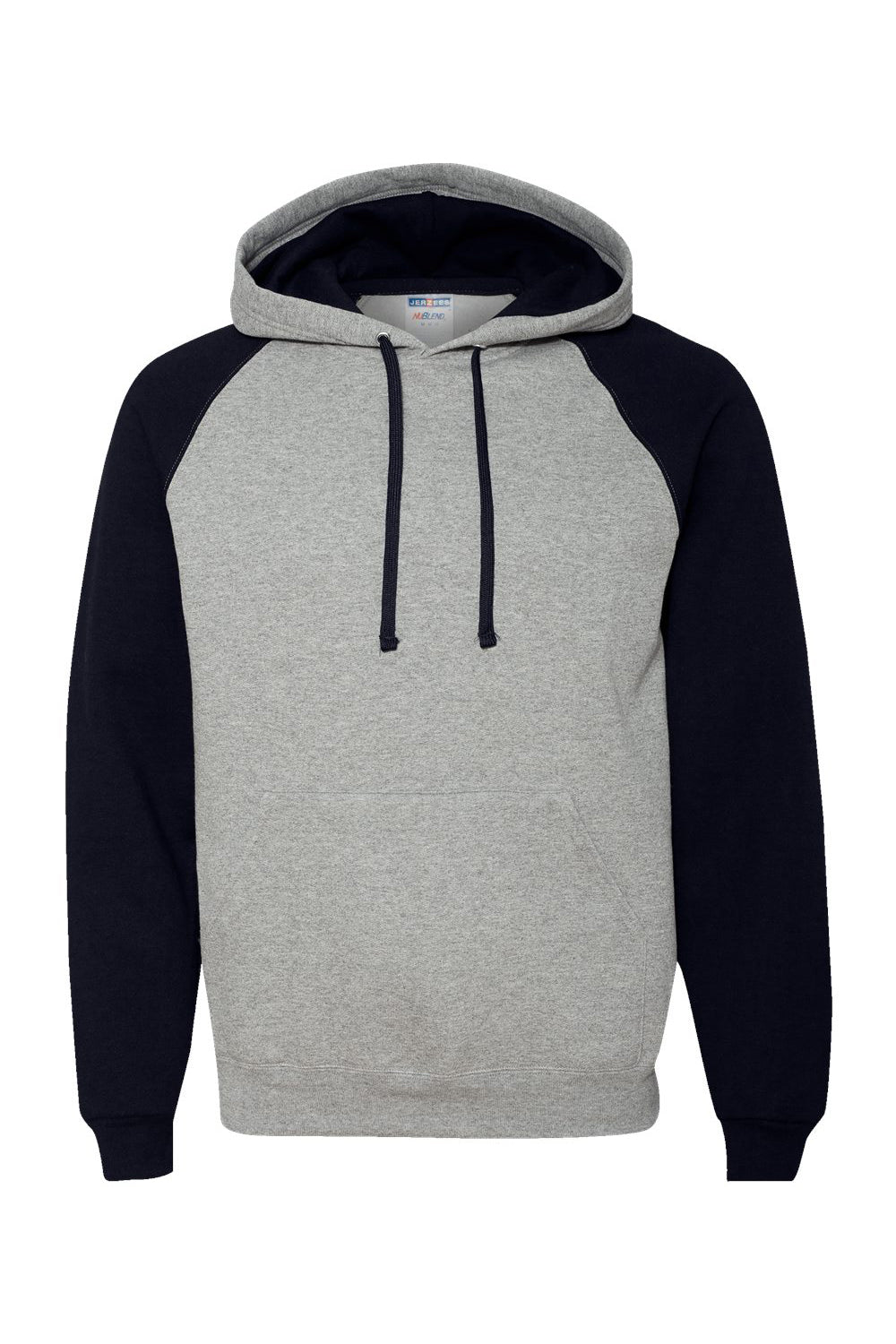 Jerzees 96CR Mens NuBlend Pill Resistant Fleece Hooded Sweatshirt Hoodie w/ Pouch Pocket Oxford Grey/Black Flat Front