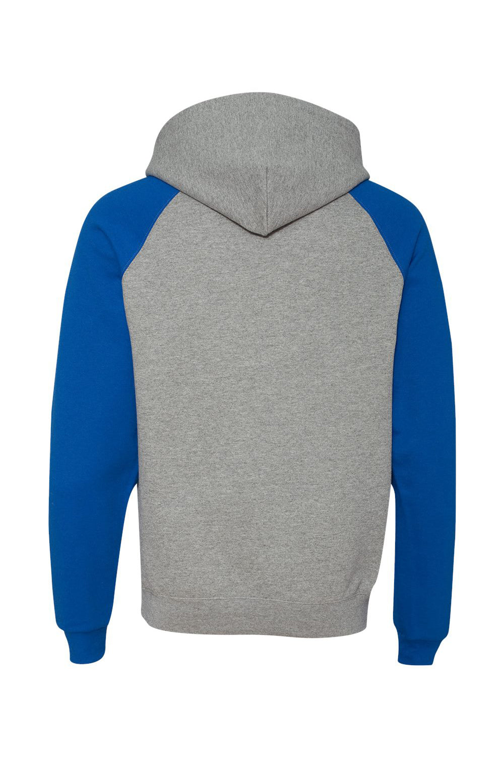 Jerzees 96CR Mens NuBlend Pill Resistant Fleece Hooded Sweatshirt Hoodie w/ Pouch Pocket Oxford Grey/Royal Blue Flat Back