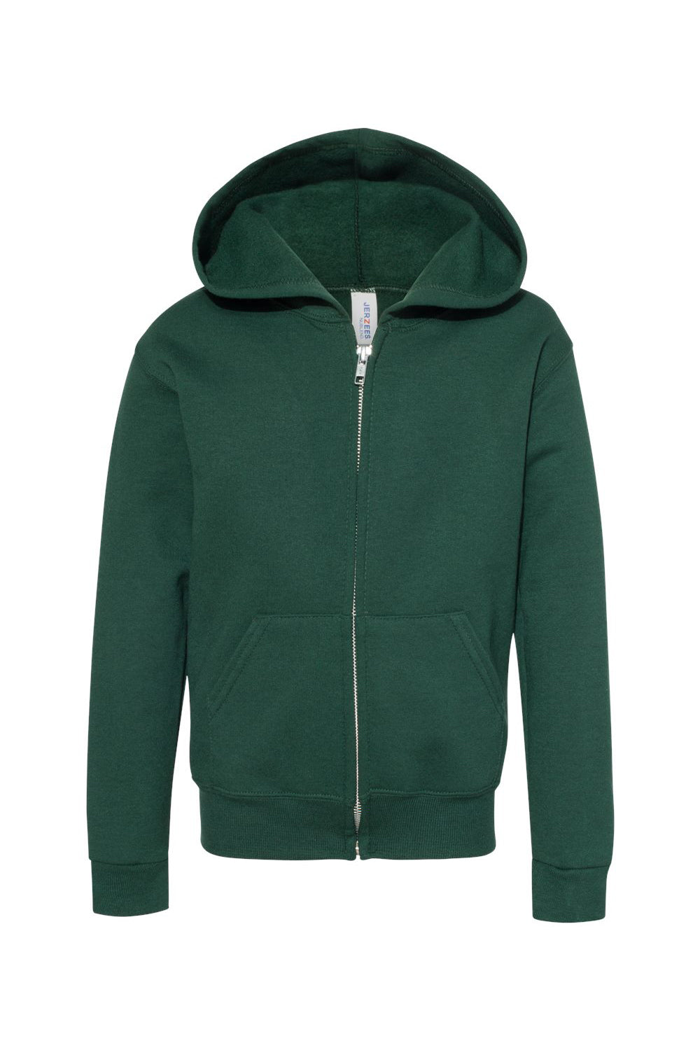 Jerzees 993B/993BR Youth NuBlend Pill Resistant Fleece Full Zip Hooded Sweatshirt Hoodie w/ Pockets Forest Green Flat Front