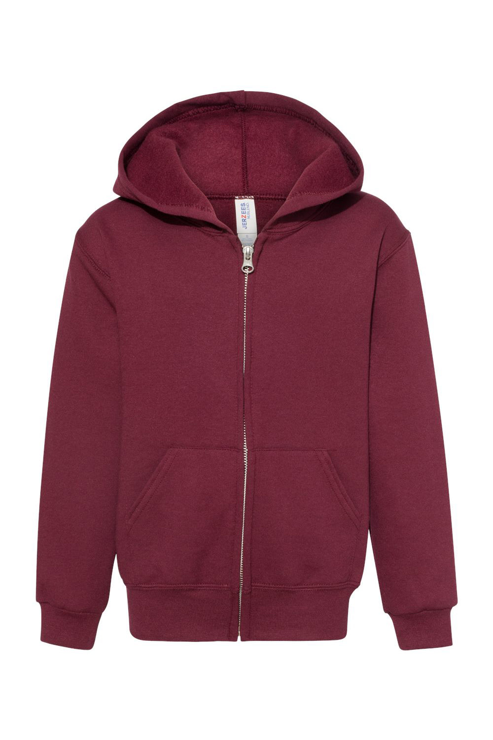 Jerzees 993B/993BR Youth NuBlend Pill Resistant Fleece Full Zip Hooded Sweatshirt Hoodie w/ Pockets Maroon Flat Front