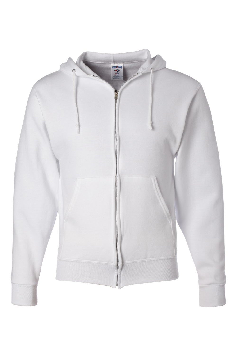 Jerzees 993M/993/993MR Mens NuBlend Pill Resistant Fleece Full Zip Hooded Sweatshirt Hoodie w/ Pockets White Flat Front