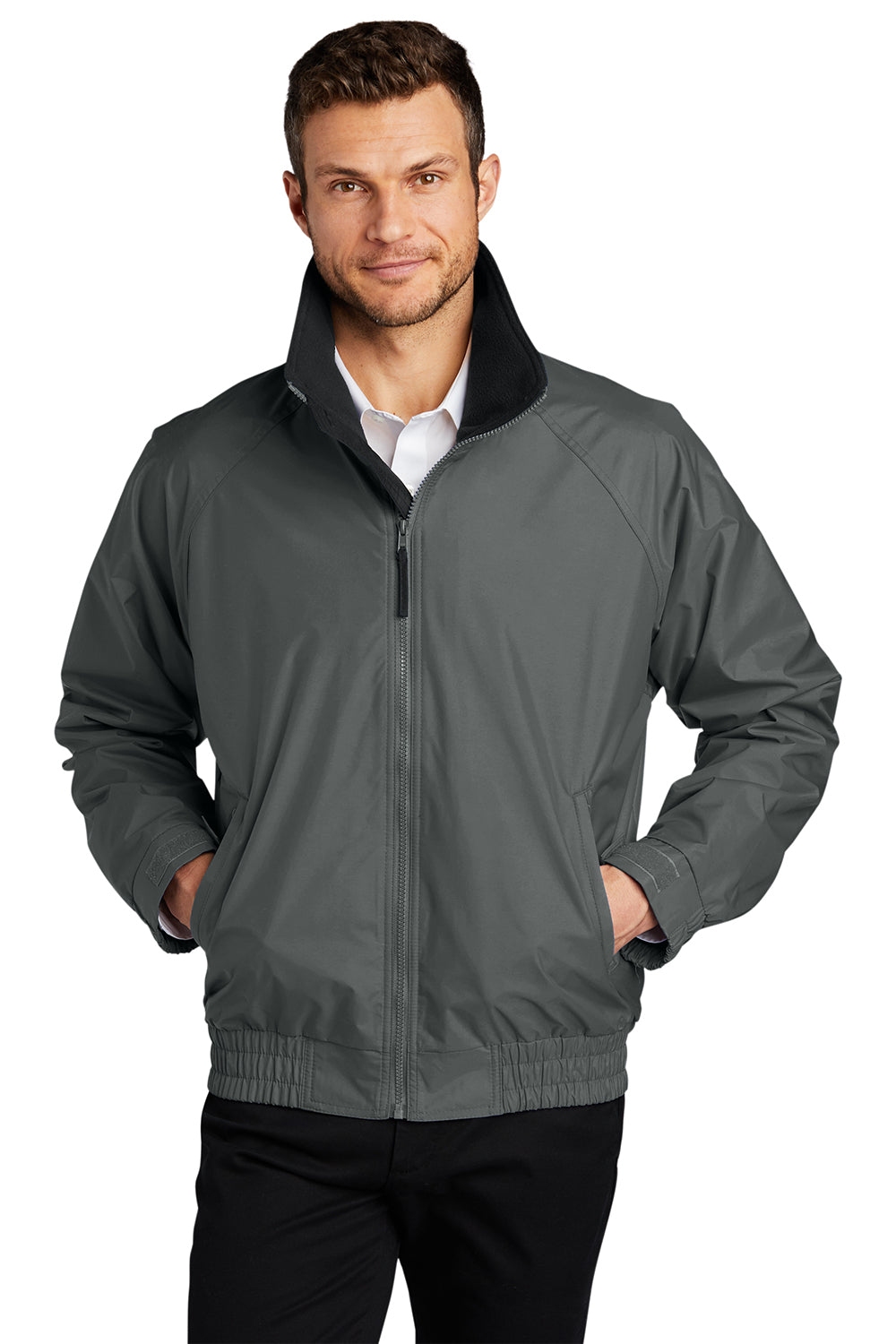 Port Authority JP54/TLJP54 Mens Competitor Wind & Water Resistant Full Zip Jacket Deep Smoke Grey Model Front