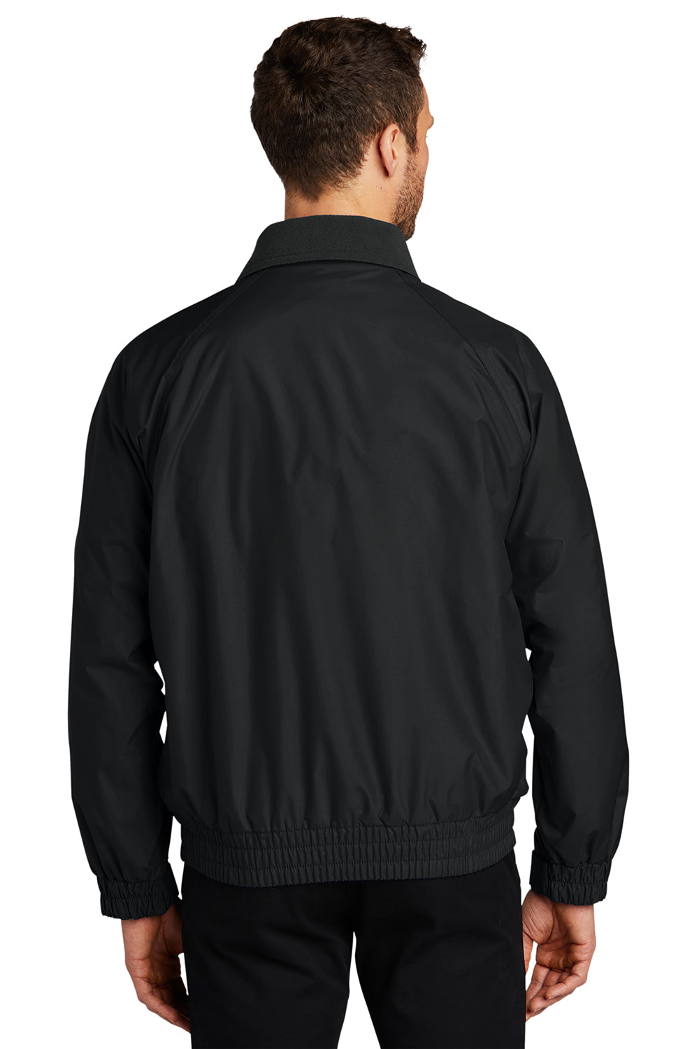 Port Authority JP54/TLJP54 Mens Competitor Wind & Water Resistant Full Zip Jacket True Black Model Back