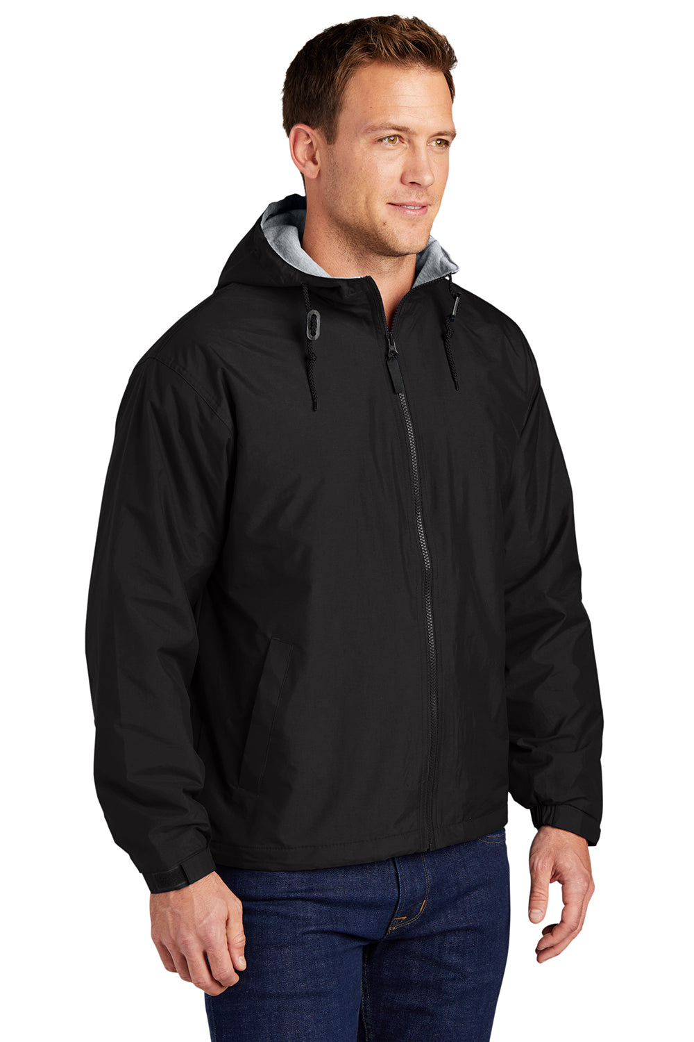 Port Authority JP56 Mens Team Wind & Water Resistant Full Zip Hooded Jacket Black Model 3q