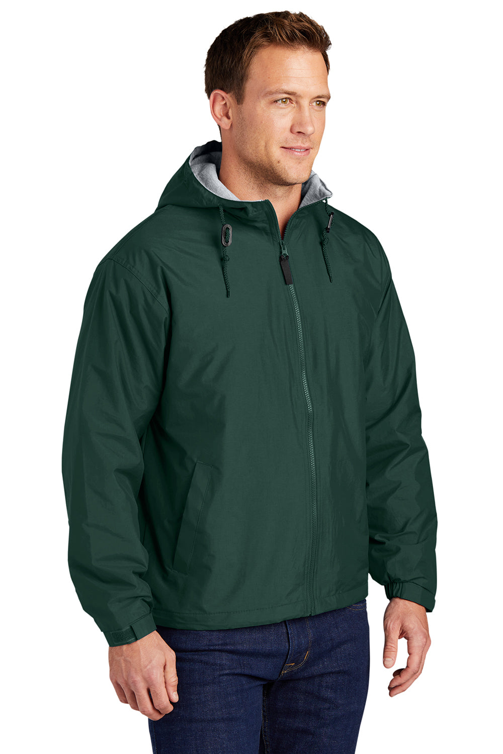 Port Authority JP56 Mens Team Wind & Water Resistant Full Zip Hooded Jacket Hunter Green Model 3q