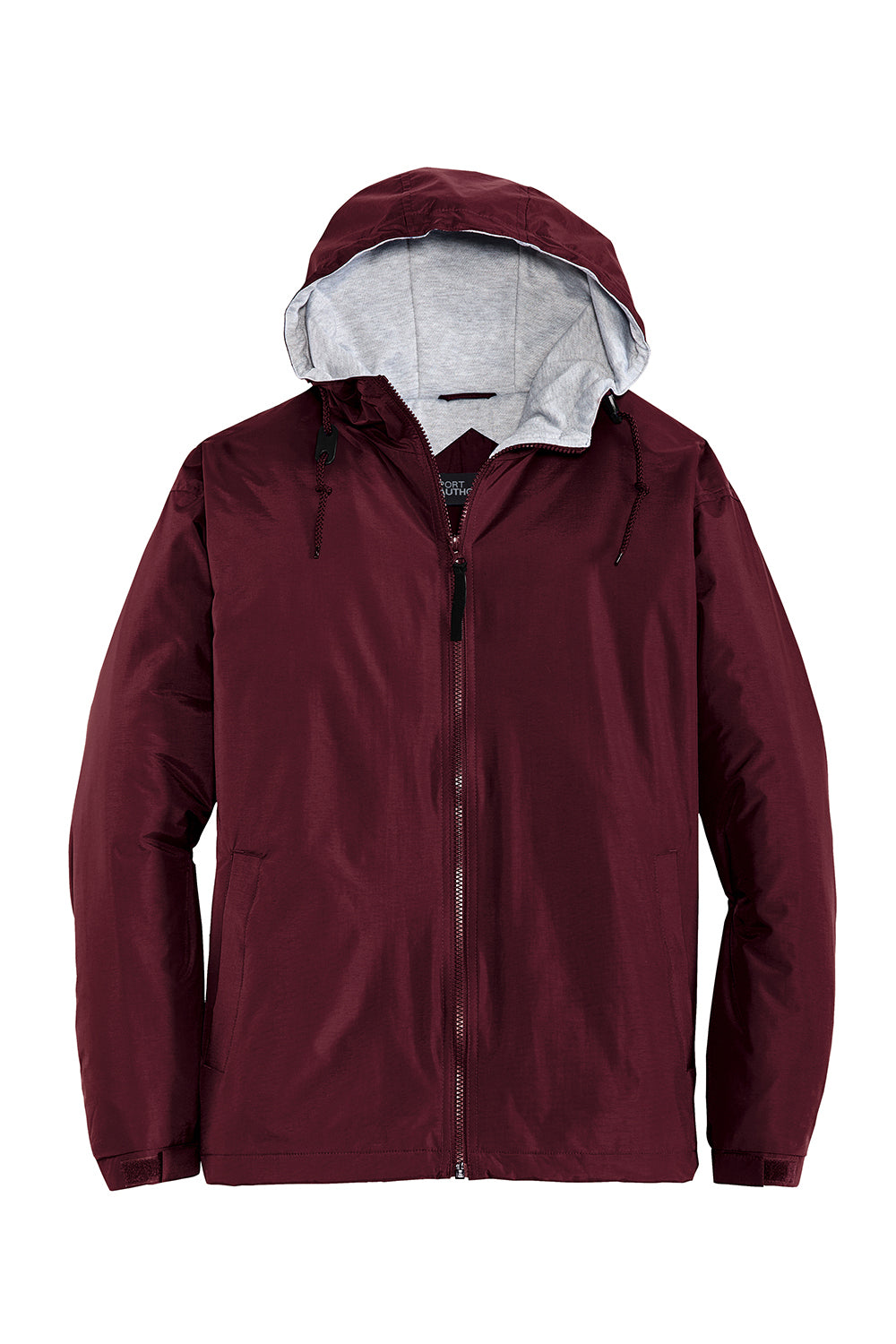 Port Authority JP56 Mens Team Wind & Water Resistant Full Zip Hooded Jacket Maroon Flat Front