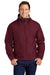 Port Authority JP56 Mens Team Wind & Water Resistant Full Zip Hooded Jacket Maroon Model Front