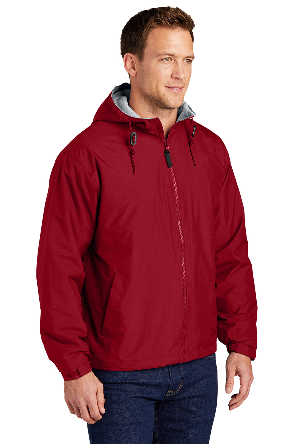 Port Authority JP56 Mens Team Wind & Water Resistant Full Zip Hooded Jacket Red Model 3q