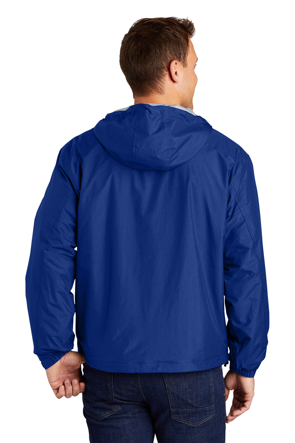 Port Authority JP56 Mens Team Wind & Water Resistant Full Zip Hooded Jacket Royal Blue Model Back