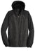 Sport-Tek JST40 Mens Wind & Water Resistant Full Zip Hooded Jacket Heather Black/Black Flat Front