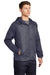 Sport-Tek JST40 Mens Wind & Water Resistant Full Zip Hooded Jacket Heather True Navy Blue/Navy Blue Model 3q