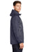 Sport-Tek JST40 Mens Wind & Water Resistant Full Zip Hooded Jacket Heather True Navy Blue/Navy Blue Model Side