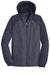 Sport-Tek JST40 Mens Wind & Water Resistant Full Zip Hooded Jacket Heather True Navy Blue/Navy Blue Flat Front