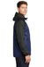 Sport-Tek JST40 Mens Wind & Water Resistant Full Zip Hooded Jacket Heather True Royal Blue/Black Model Side