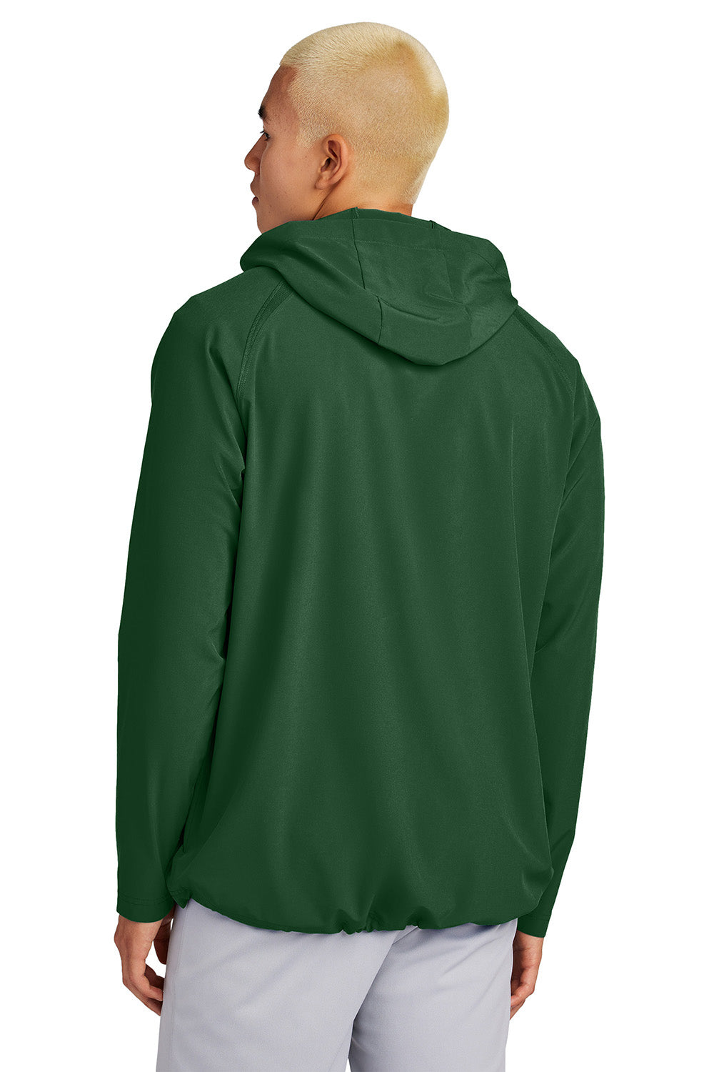 Sport-Tek JST488 Mens Repeat 1/4 Zip Hooded Jacket Forest Green Model Back