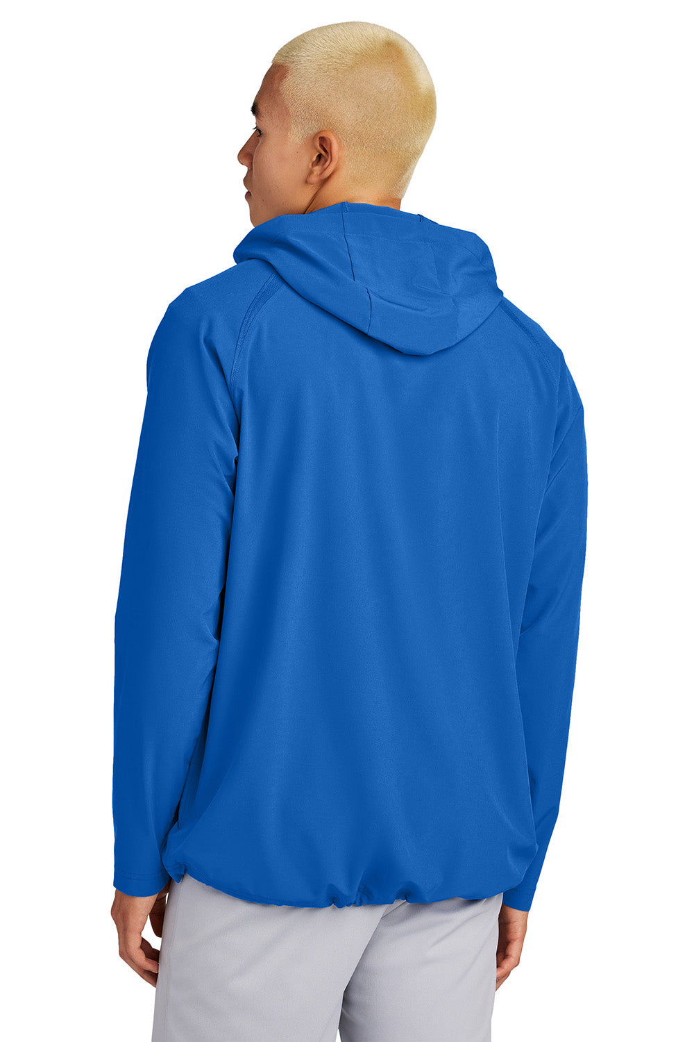 Sport-Tek JST488 Mens Repeat 1/4 Zip Hooded Jacket True Royal Blue Model Back