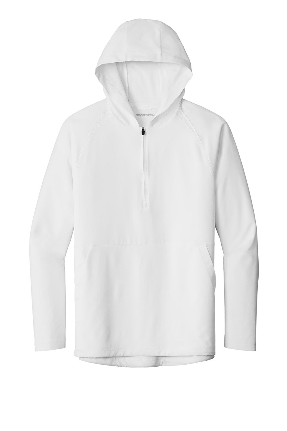 Sport-Tek JST488 Mens Repeat 1/4 Zip Hooded Jacket White Flat Front