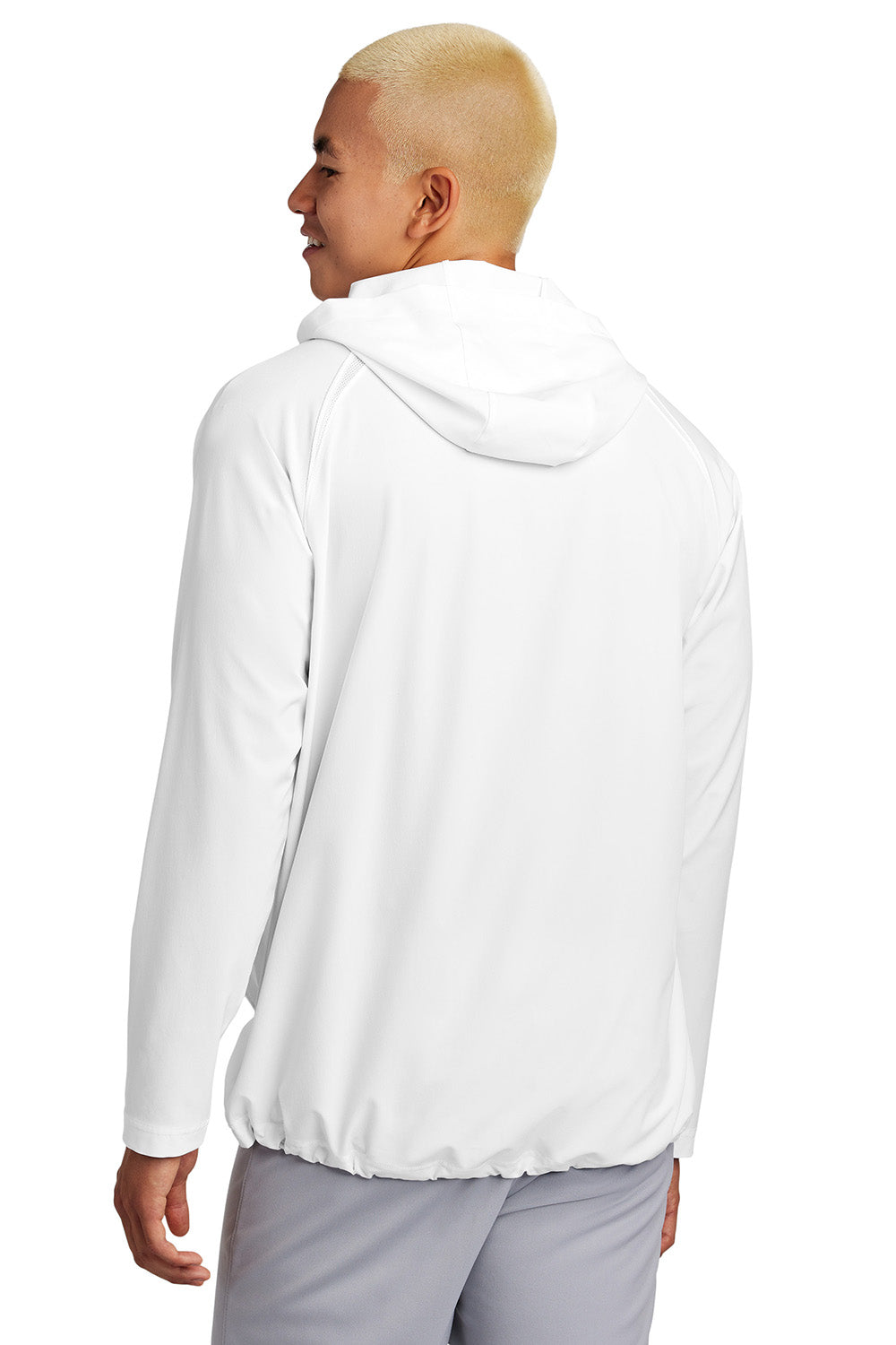 Sport-Tek JST488 Mens Repeat 1/4 Zip Hooded Jacket White Model Back