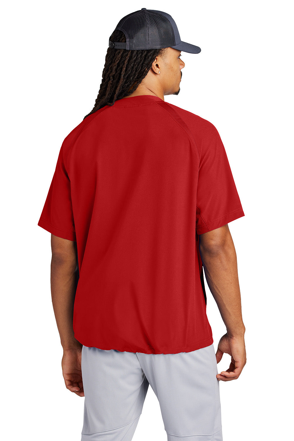 Sport-Tek JST489 Mens Repeat 1/4 Zip Short Sleeve Jacket Deep Red Model Back