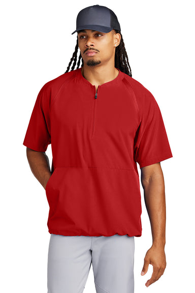 Sport-Tek JST489 Mens Repeat 1/4 Zip Short Sleeve Jacket Deep Red Model Front