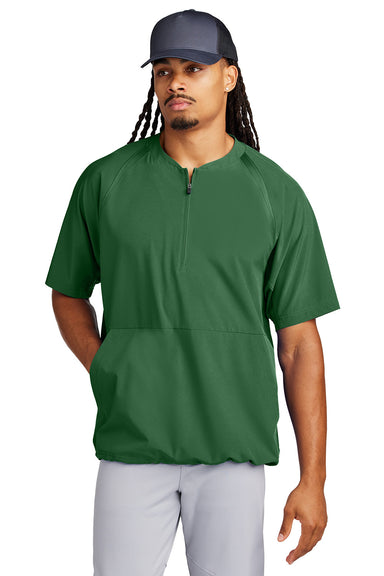 Sport-Tek JST489 Mens Repeat 1/4 Zip Short Sleeve Jacket Forest Green Model Front