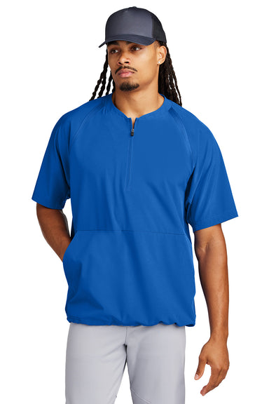 Sport-Tek JST489 Mens Repeat 1/4 Zip Short Sleeve Jacket True Royal Blue Model Front