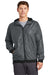 Sport-Tek JST53 Mens Wind & Water Resistant Full Zip Hooded Jacket Graphite Grey/Black Model Front