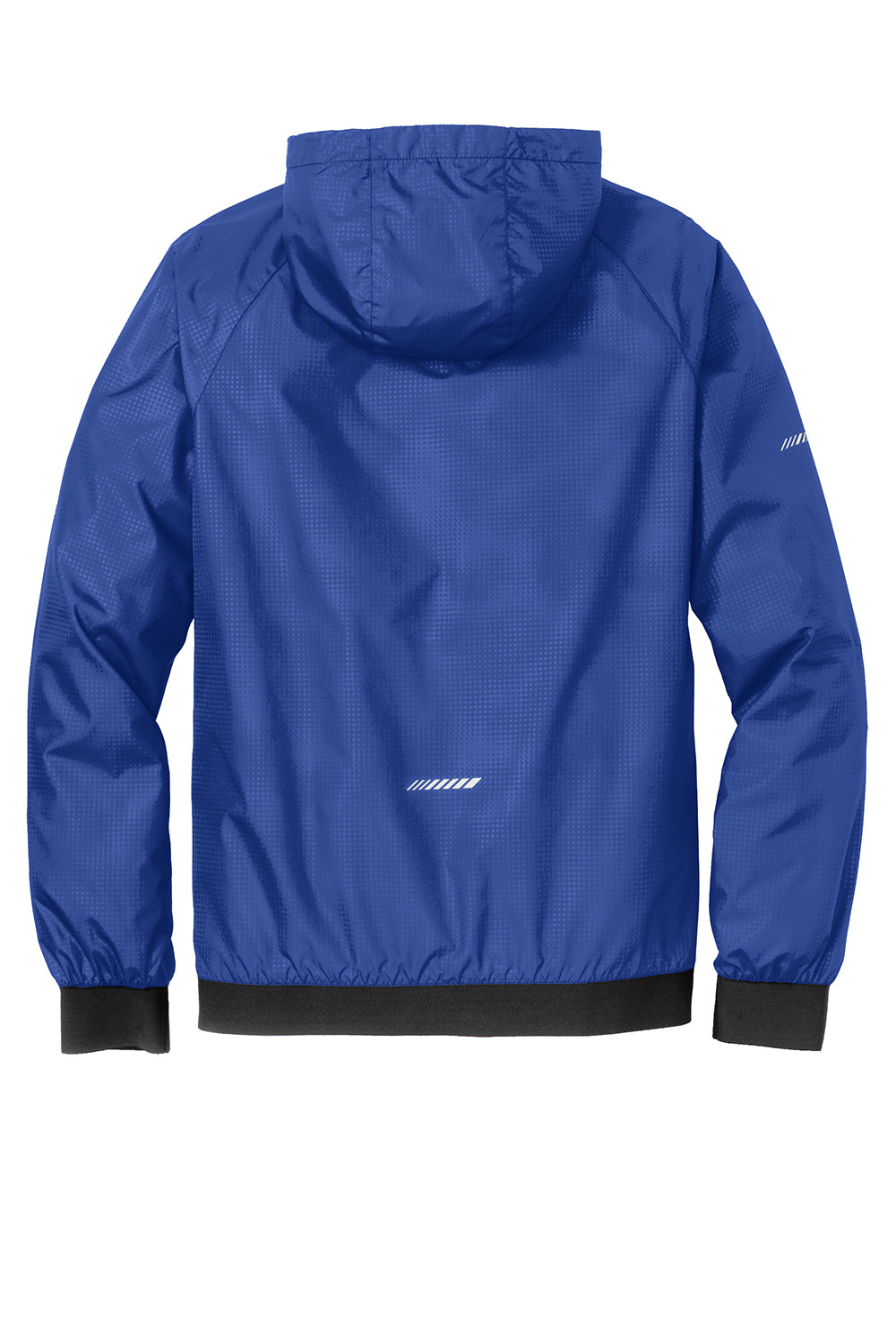 Sport-Tek JST53 Mens Wind & Water Resistant Full Zip Hooded Jacket True Royal Blue/Black Flat Back