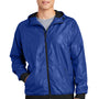 Sport-Tek Mens Wind & Water Resistant Full Zip Hooded Jacket - True Royal Blue/Black