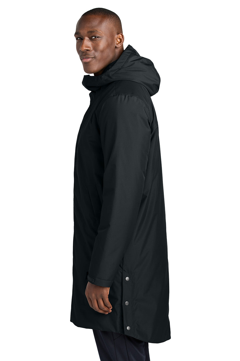 Sport-Tek JST55 Mens Waterproof Insulated Sideline Full Zip Hooded Parka Black Model Side