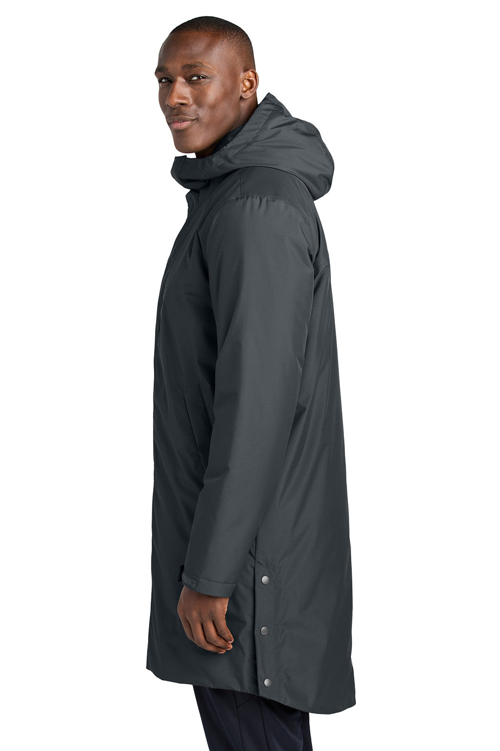 Sport-Tek JST55 Mens Waterproof Insulated Sideline Full Zip Hooded Parka Graphite Grey Model Side