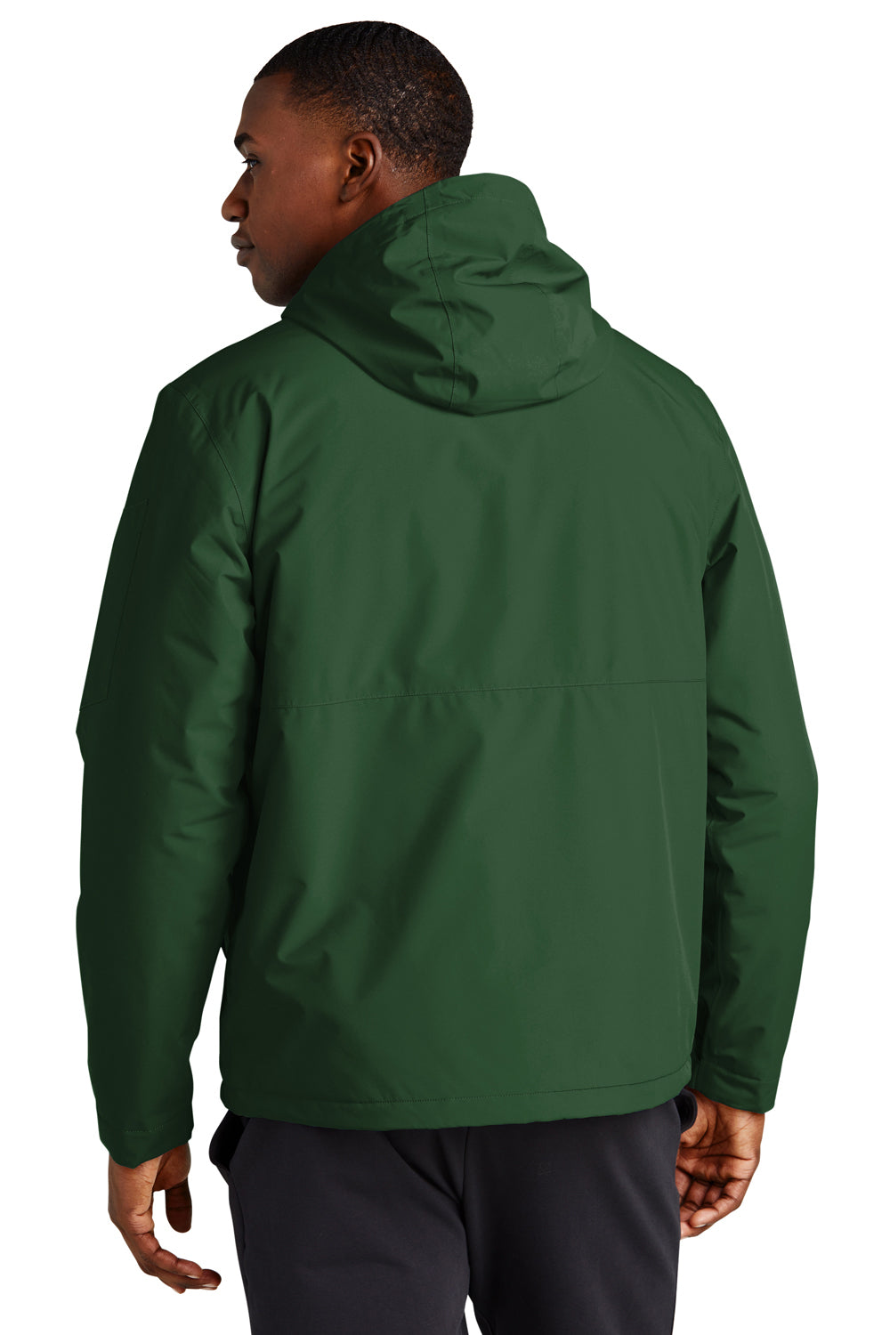 Sport-Tek JST56 Mens Waterproof Insulated Full Zip Hooded Jacket Forest Green Model Back